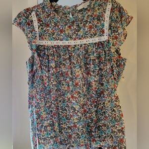 LOFT- Floral Cap Sleeve Blouse